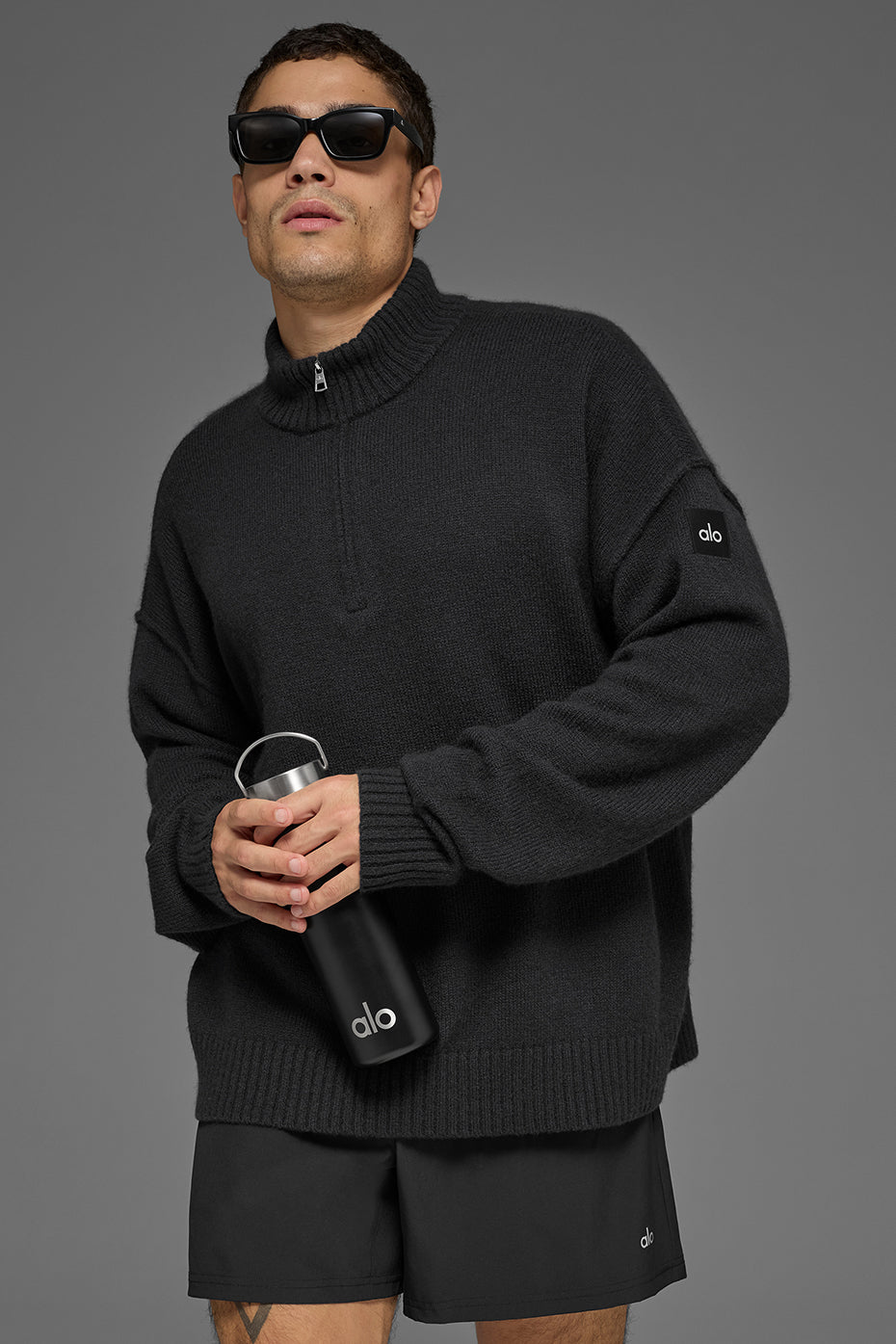 Wool Cashmere New Class 1/4 Zip Pullover - Black image 4