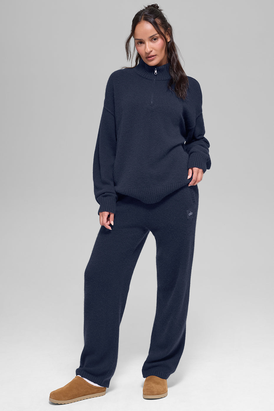 Wool Cashmere New Class 1/4 Zip Pullover - Navy image 5