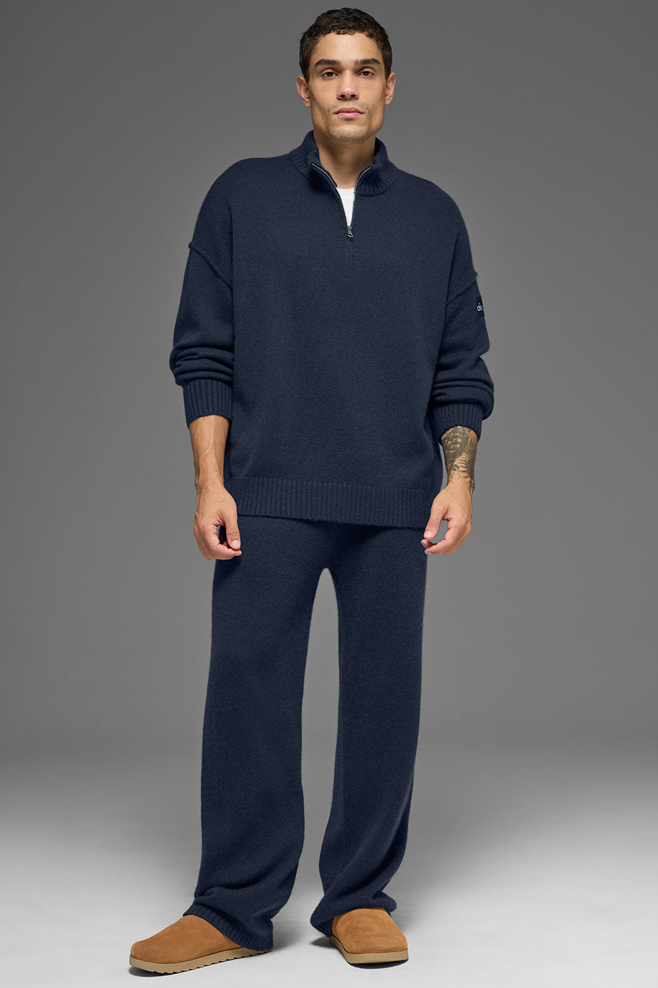 Wool Cashmere New Class 1/4 Zip Pullover - Navy image 5