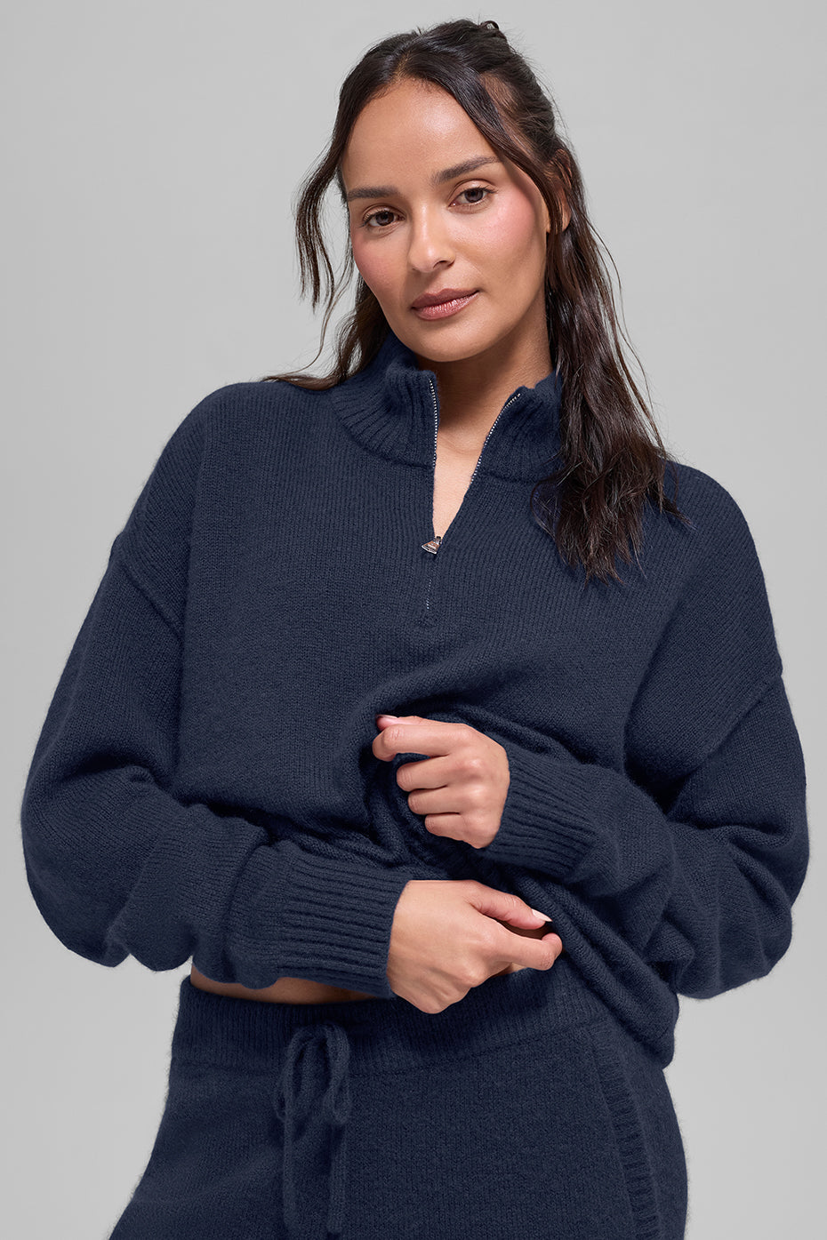 Wool Cashmere New Class 1/4 Zip Pullover - Navy image 1