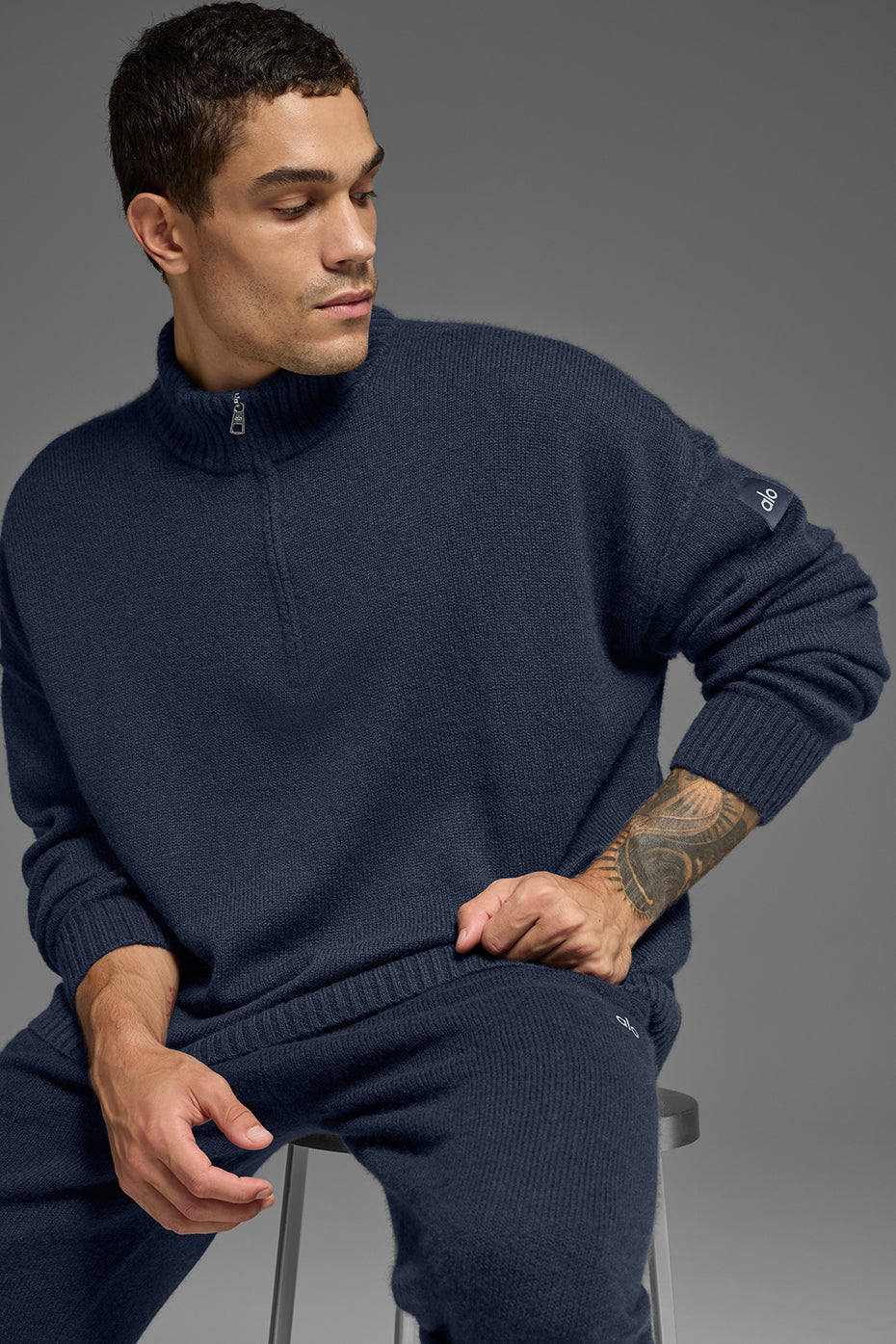 Wool Cashmere New Class 1/4 Zip Pullover - Navy image 4