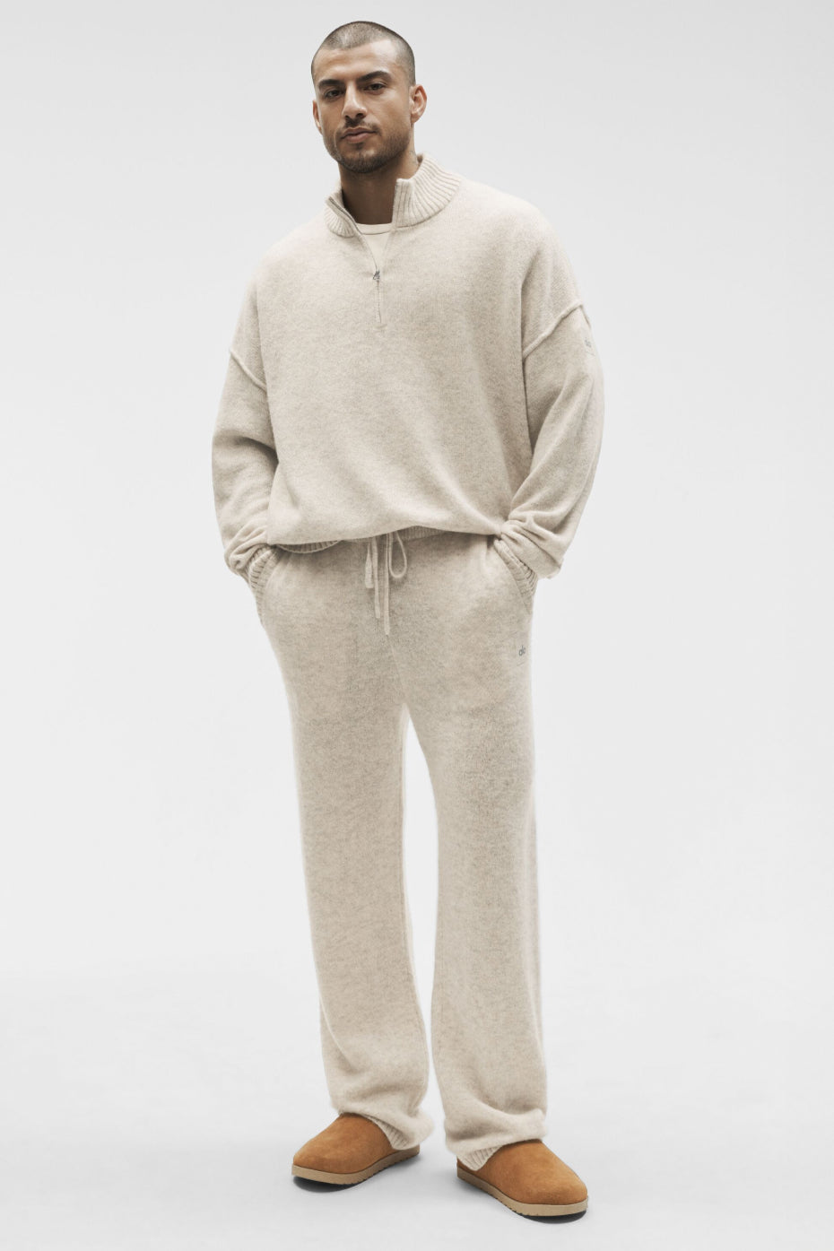 Wool Cashmere New Class 1/4 Zip Pullover - Oatmeal Heather image 5
