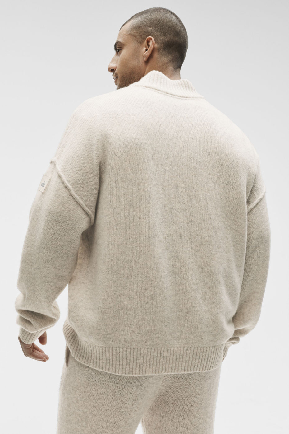 Wool Cashmere New Class 1/4 Zip Pullover - Oatmeal Heather image 2