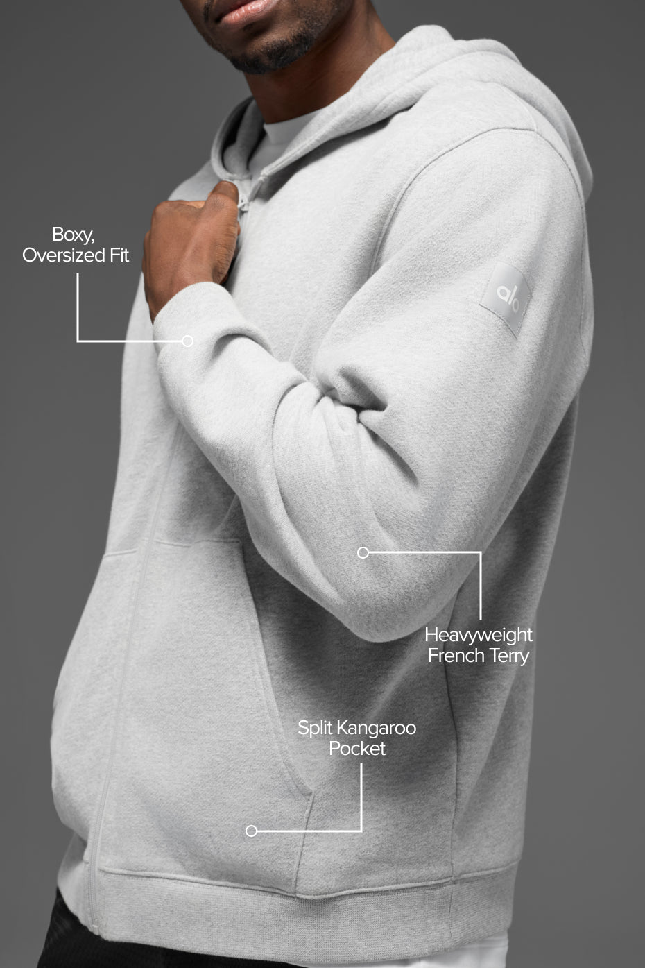 Renown Heavy Weight Full Zip Hoodie - Athletic Heather Grey image 2