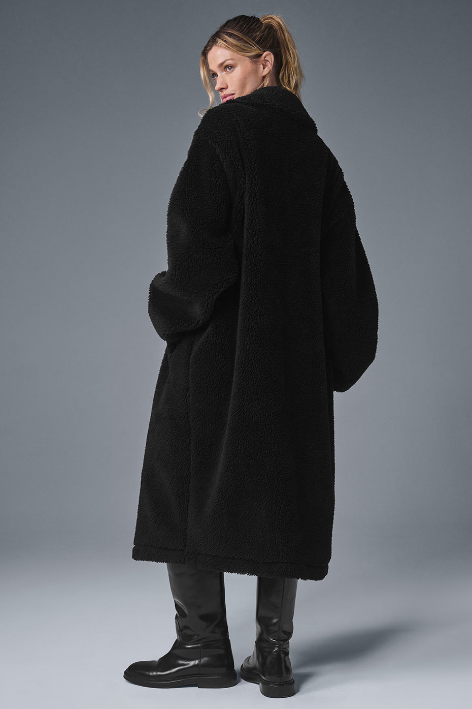 Oversized Sherpa Trench - Black image 2