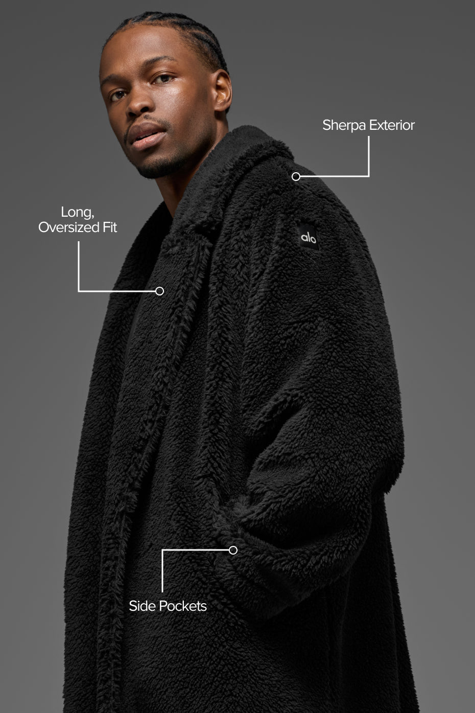 Oversized Sherpa Trench - Black image 2