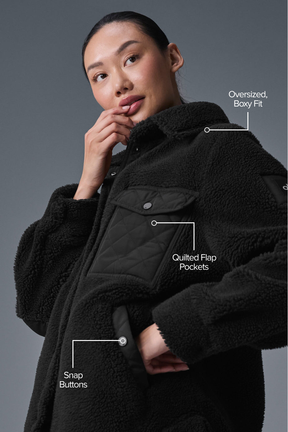 Sherpa Edge Shacket - Black image 2