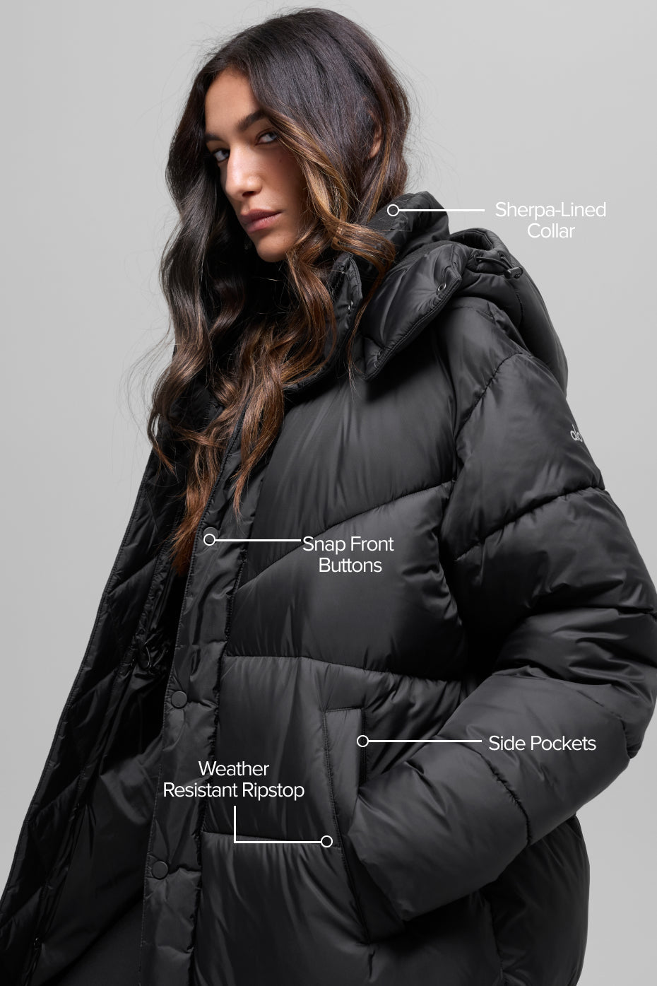 Gold Rush Puffer Trench - Black image 2