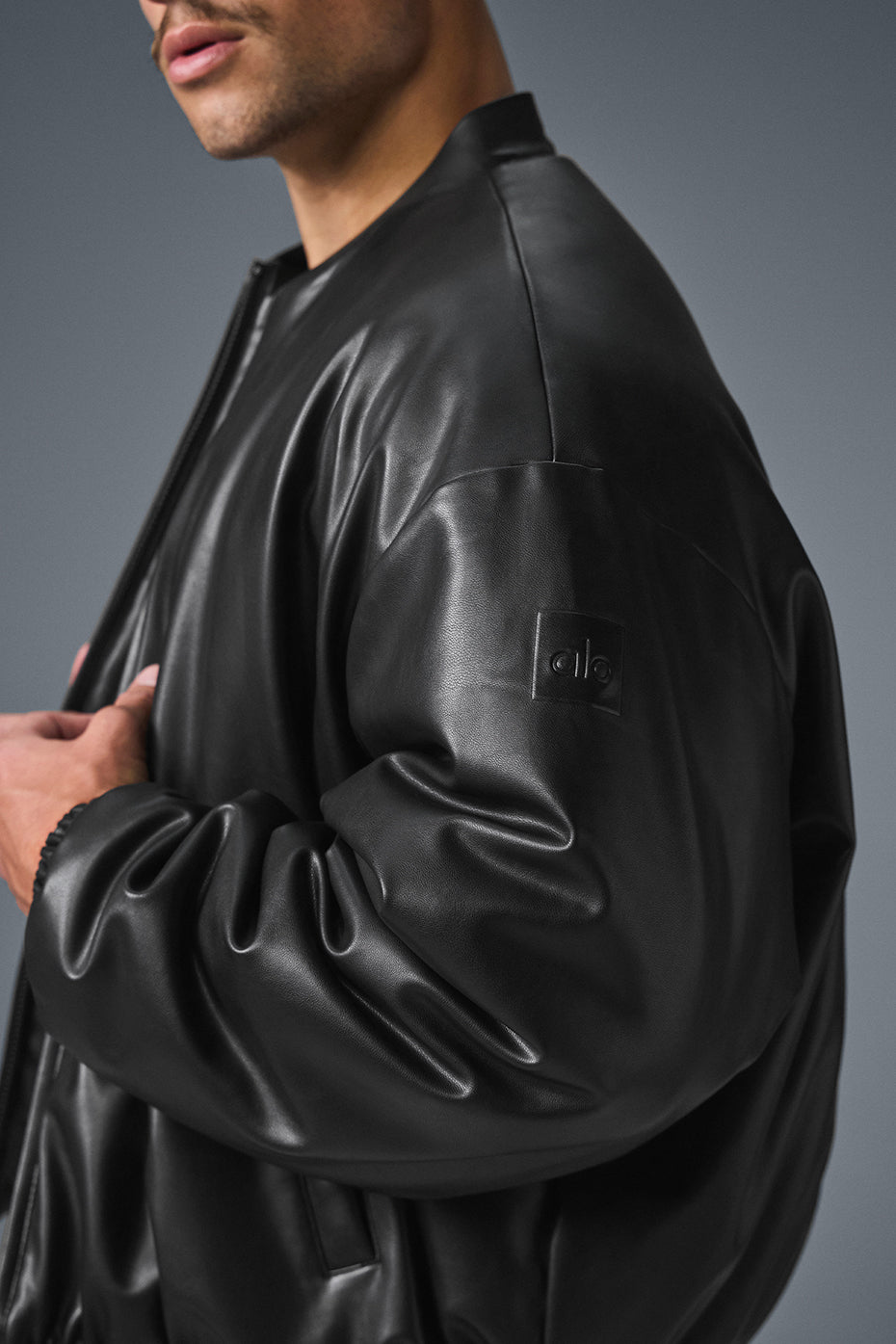 Faux Leather Premier Bomber - Black image 3