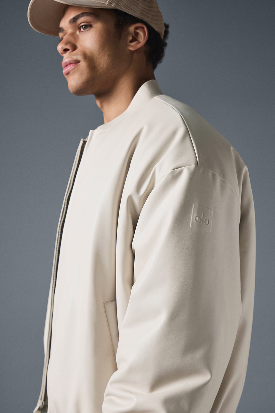 Faux Leather Premier Bomber - Bone image 3