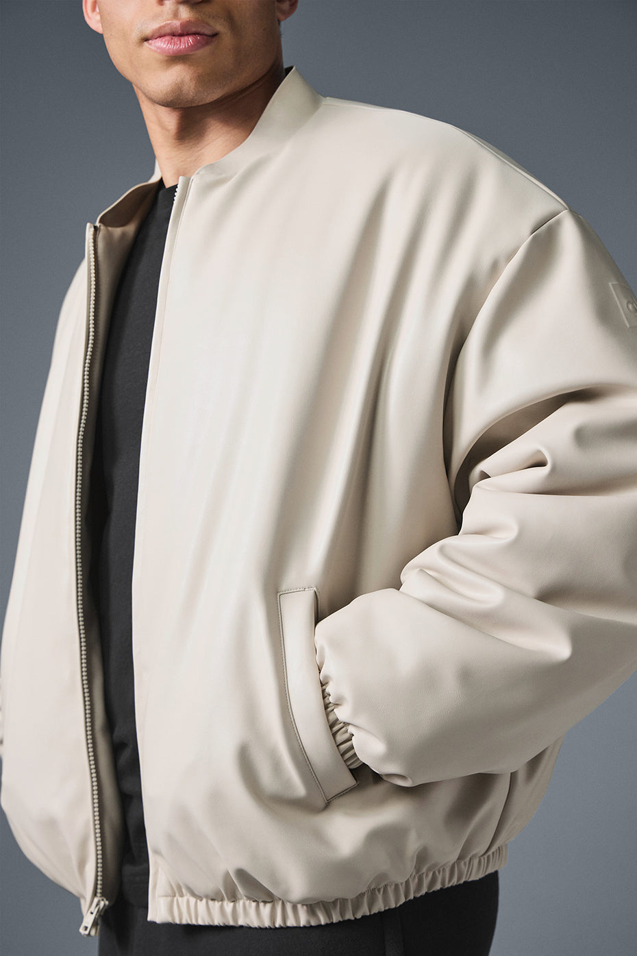 Faux Leather Premier Bomber - Bone image 4