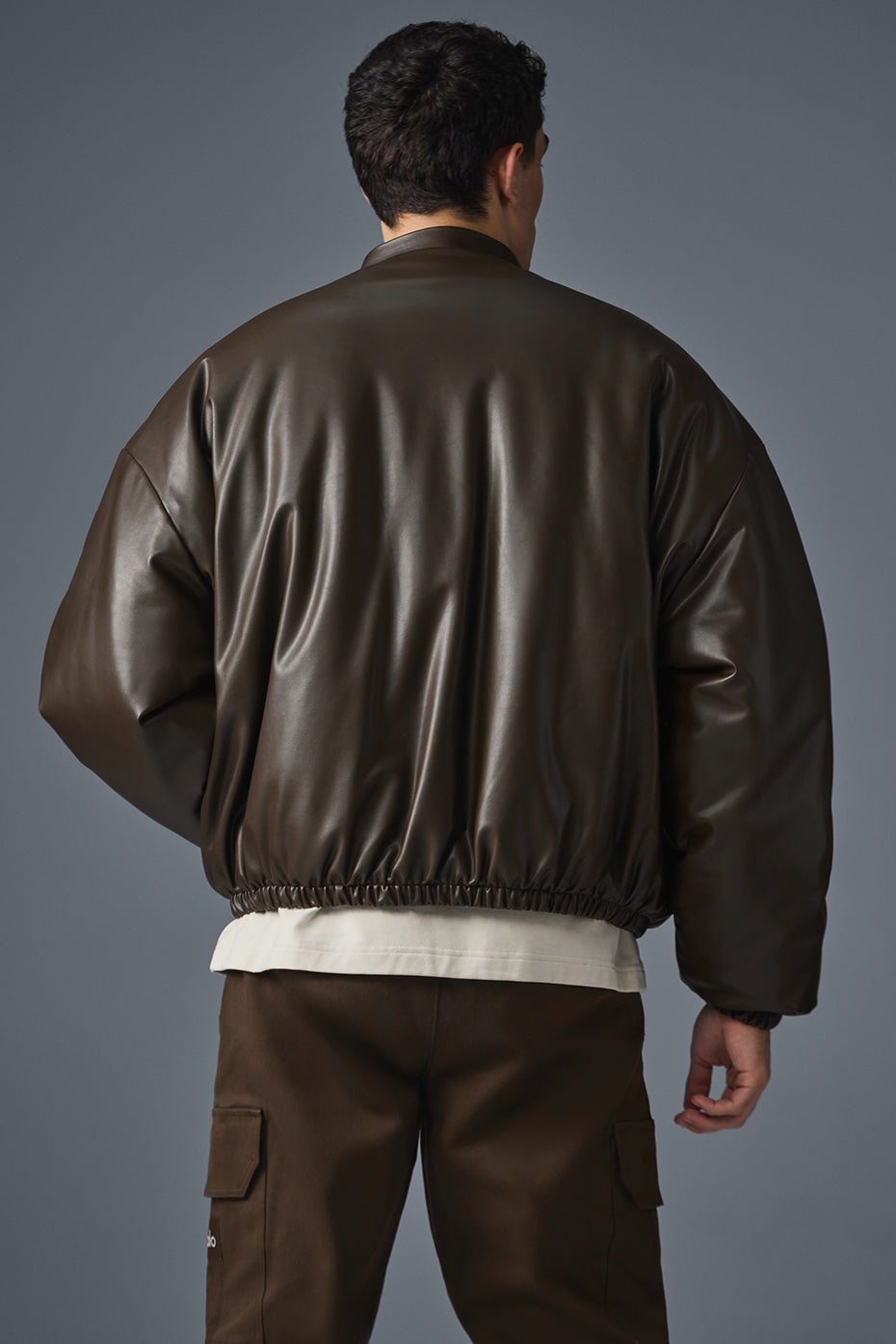 Faux Leather Premier Bomber - Espresso image 2