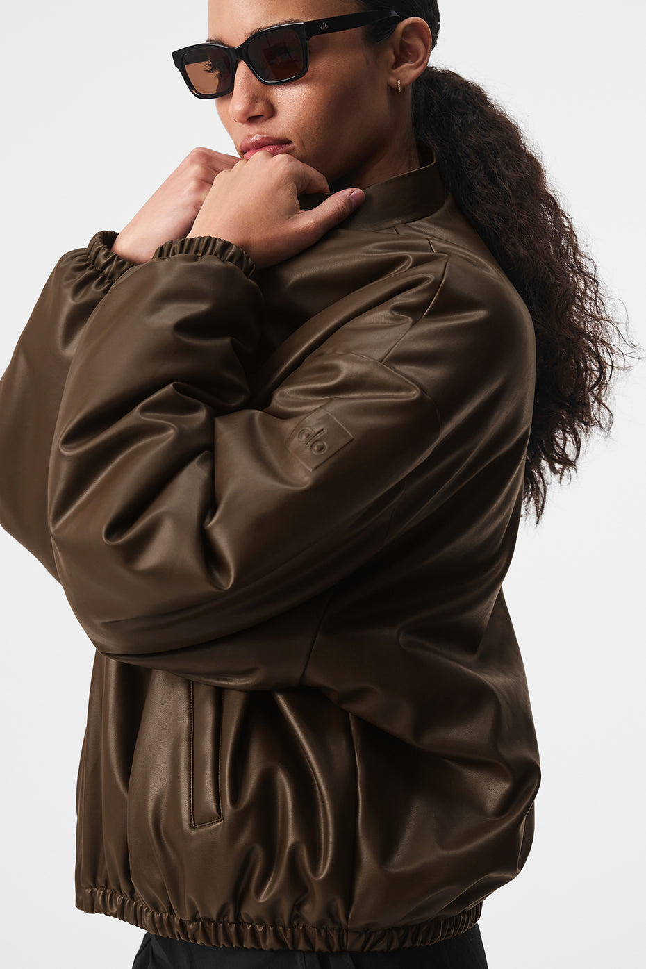Faux Leather Premier Bomber - Espresso image 3
