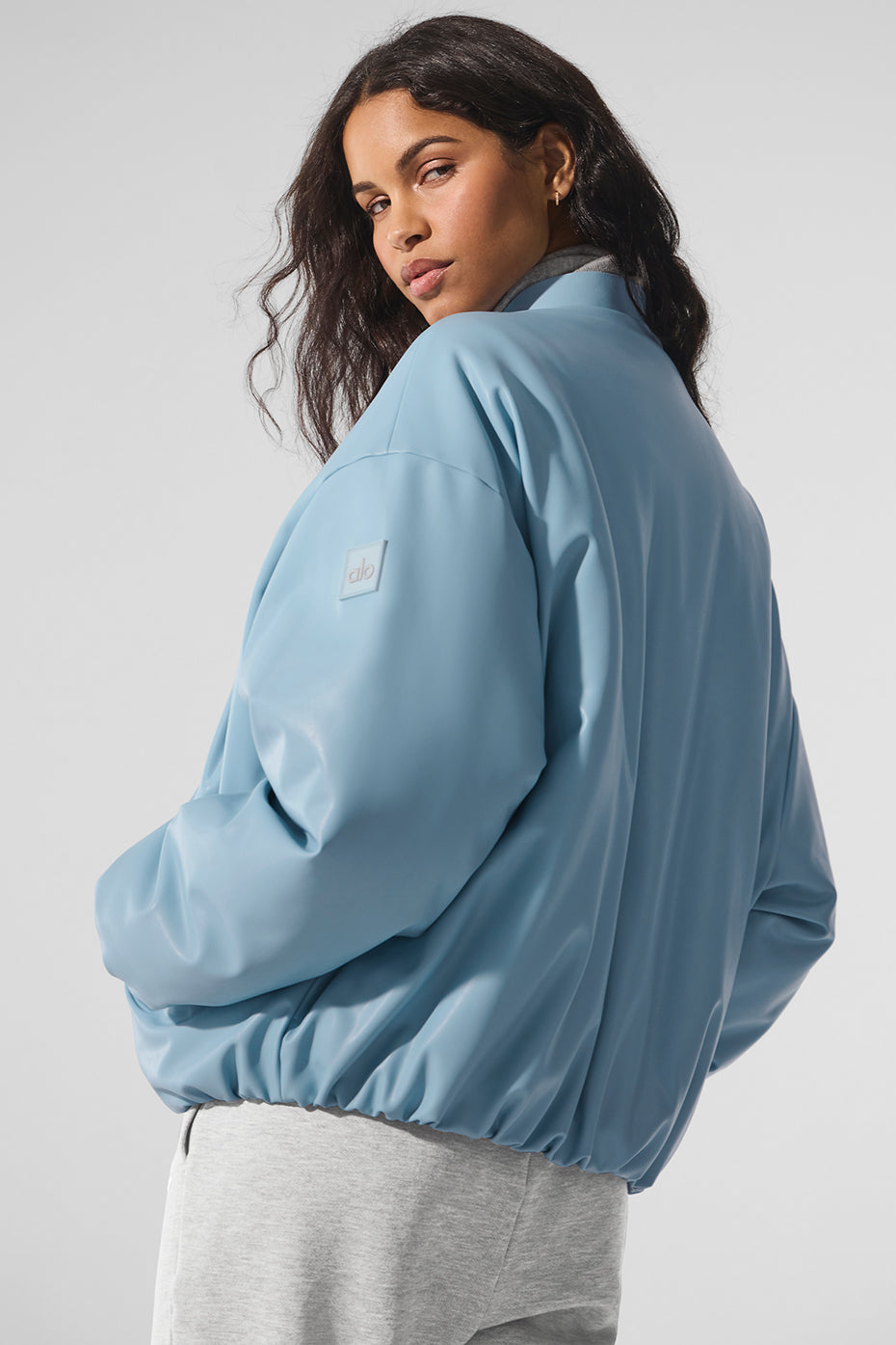 Faux Leather Premier Bomber - Celestial Blue image 2