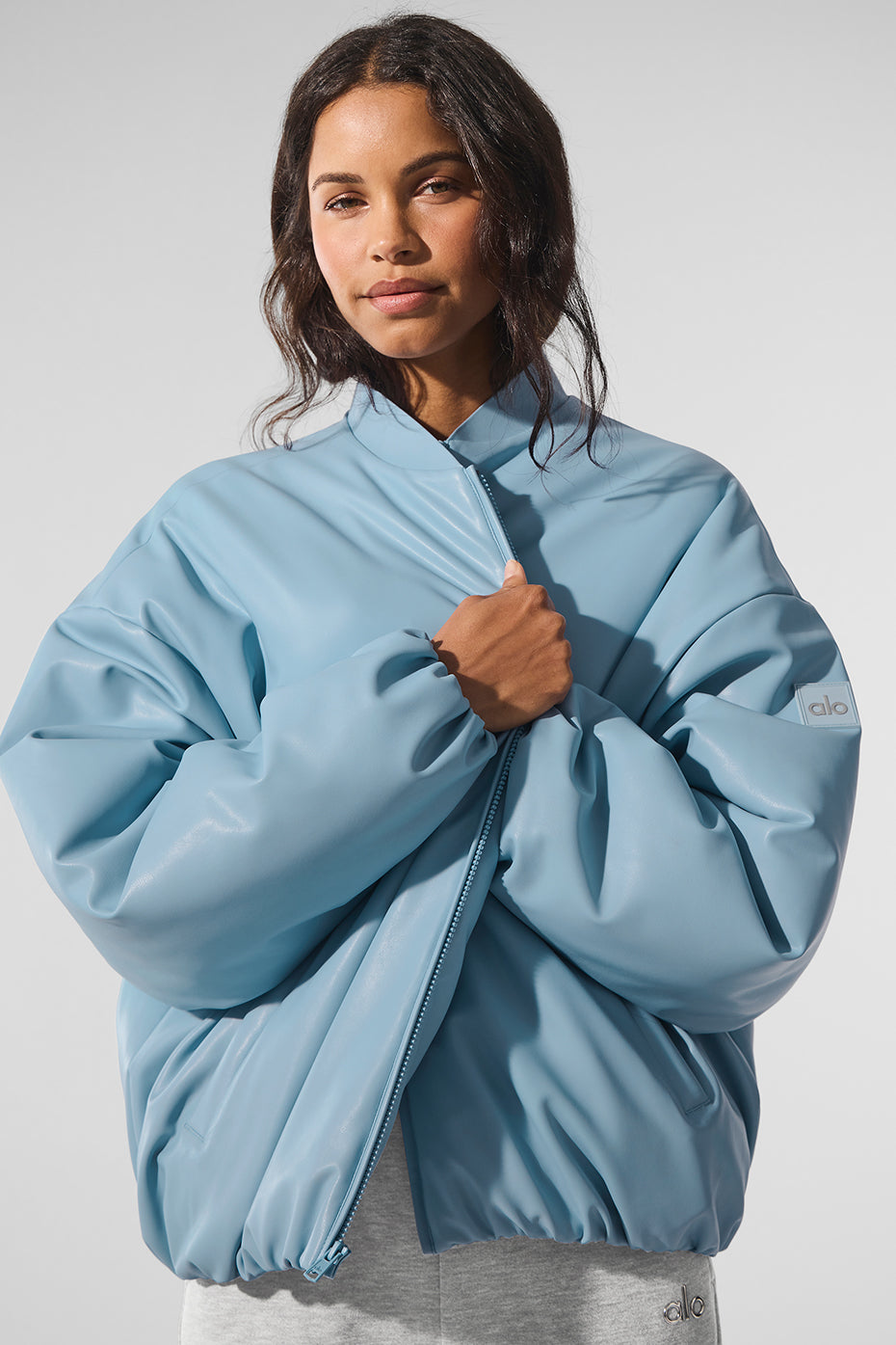 Faux Leather Premier Bomber - Celestial Blue image 3
