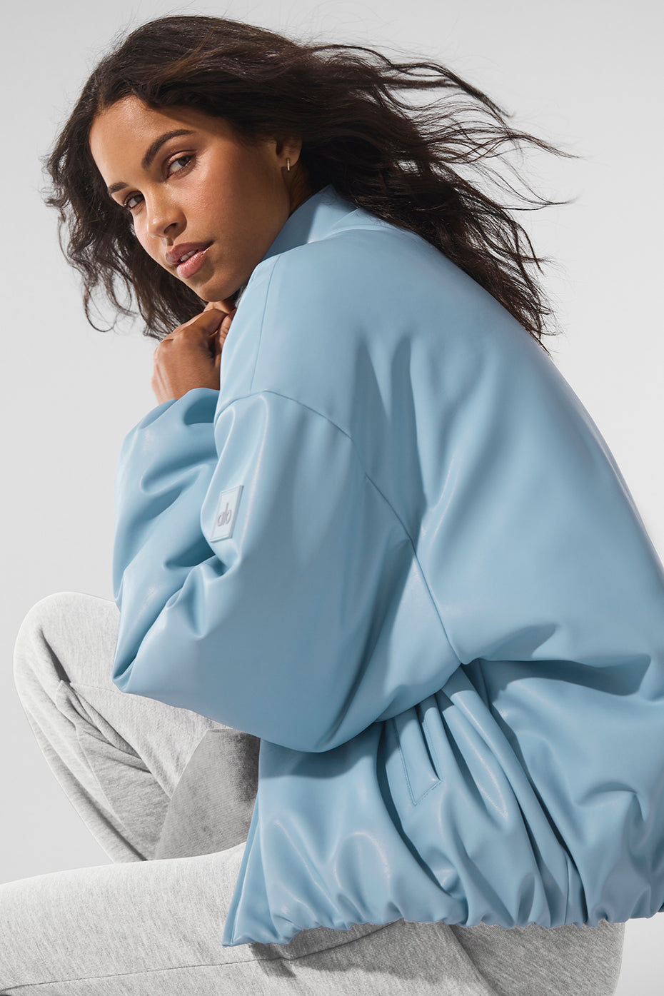 Faux Leather Premier Bomber - Celestial Blue image 4