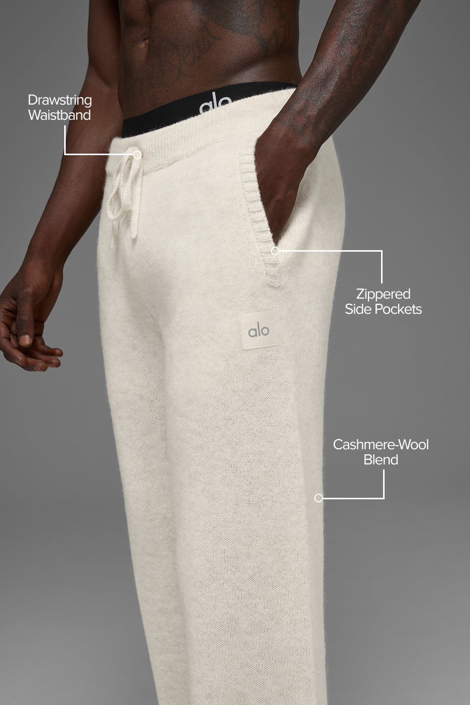 Wool Cashmere New Class Sweatpant - Bone Heather image 2