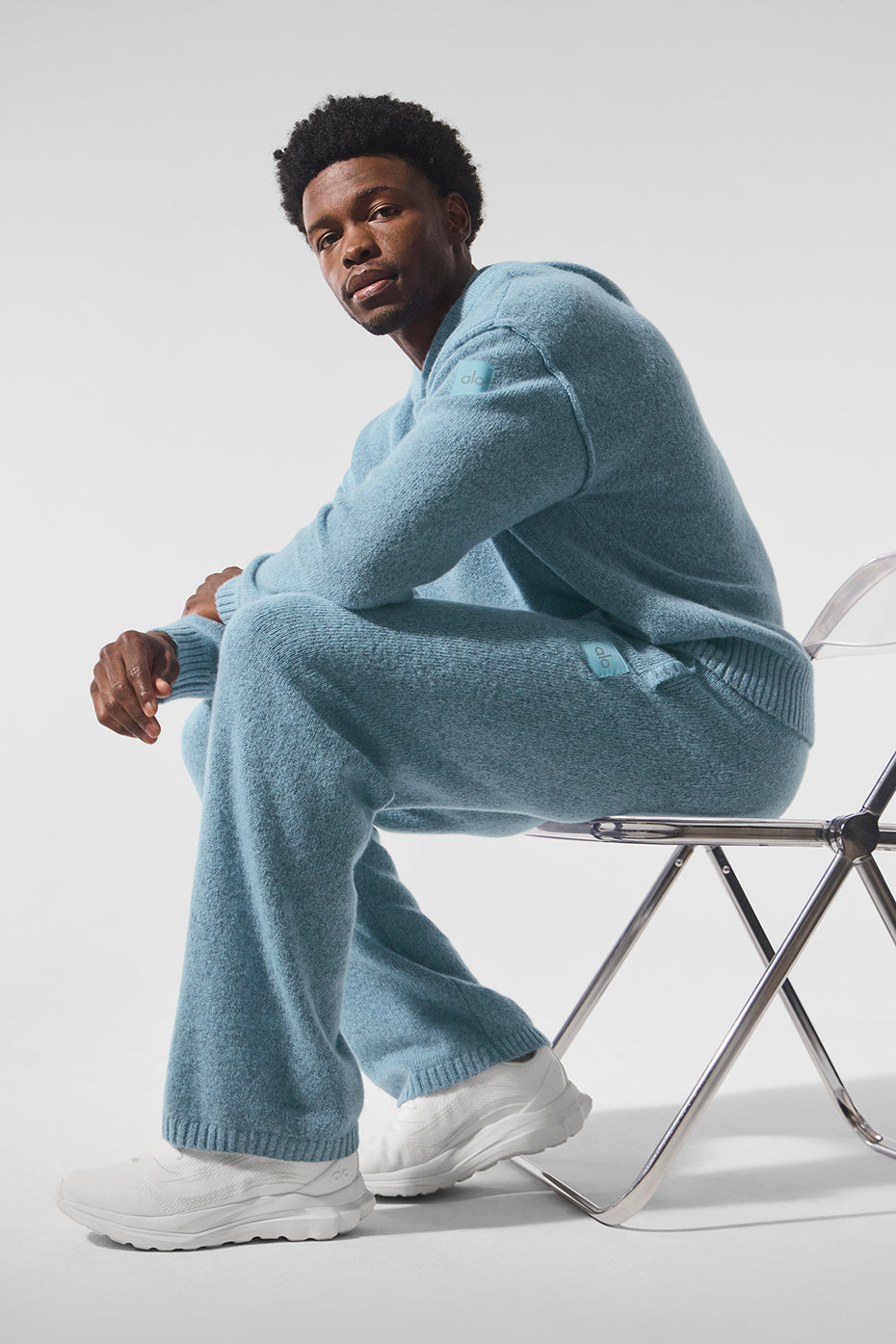 Wool Cashmere New Class Sweatpant - Celestial Blue Granite Heather image 5