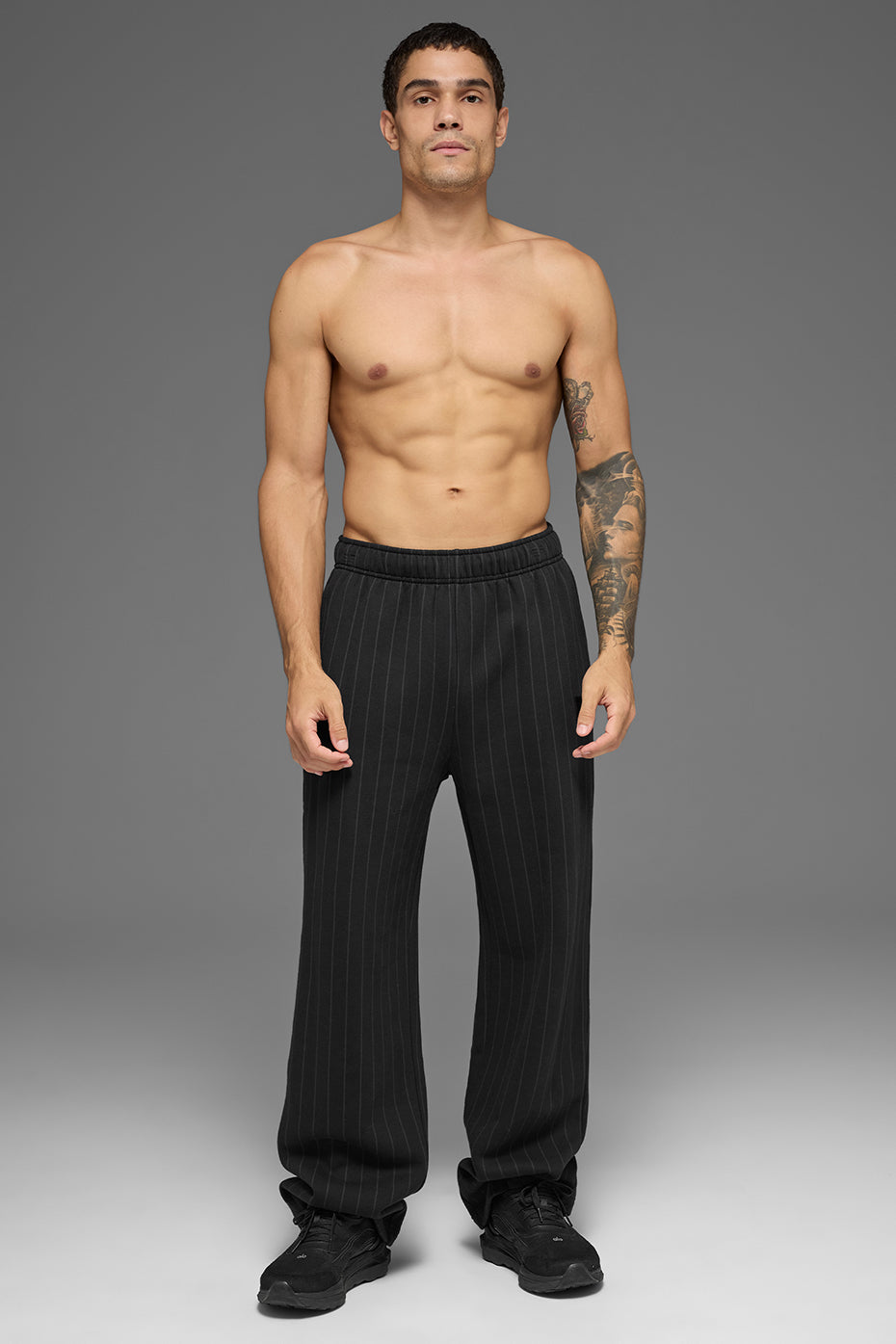 Pinstripe Straight Leg Sweatpant - Black Pinstripe image 5