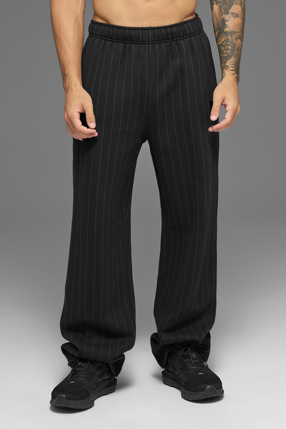 Pinstripe Straight Leg Sweatpant - Black Pinstripe image 3