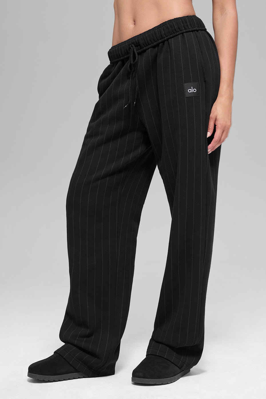 Pinstripe Straight Leg Sweatpant - Black Pinstripe image 1