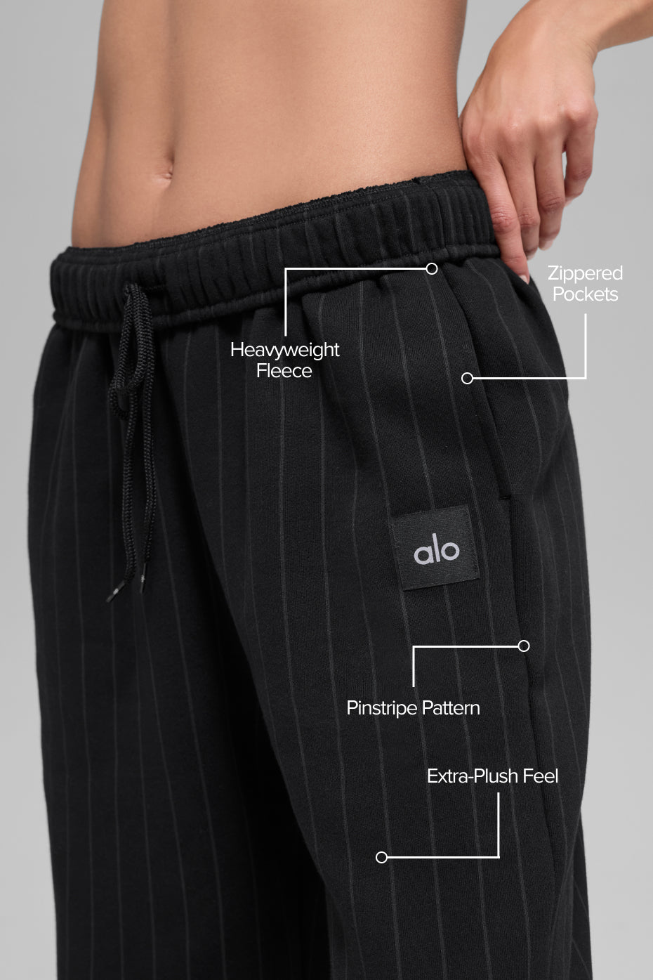 Pinstripe Straight Leg Sweatpant - Black Pinstripe image 2