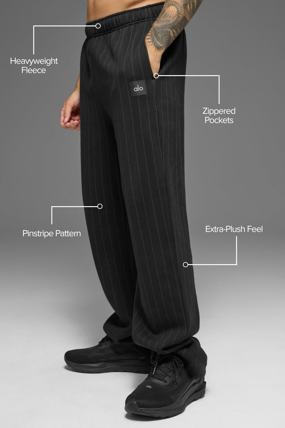 Pinstripe Straight Leg Sweatpant - Black Pinstripe image 2