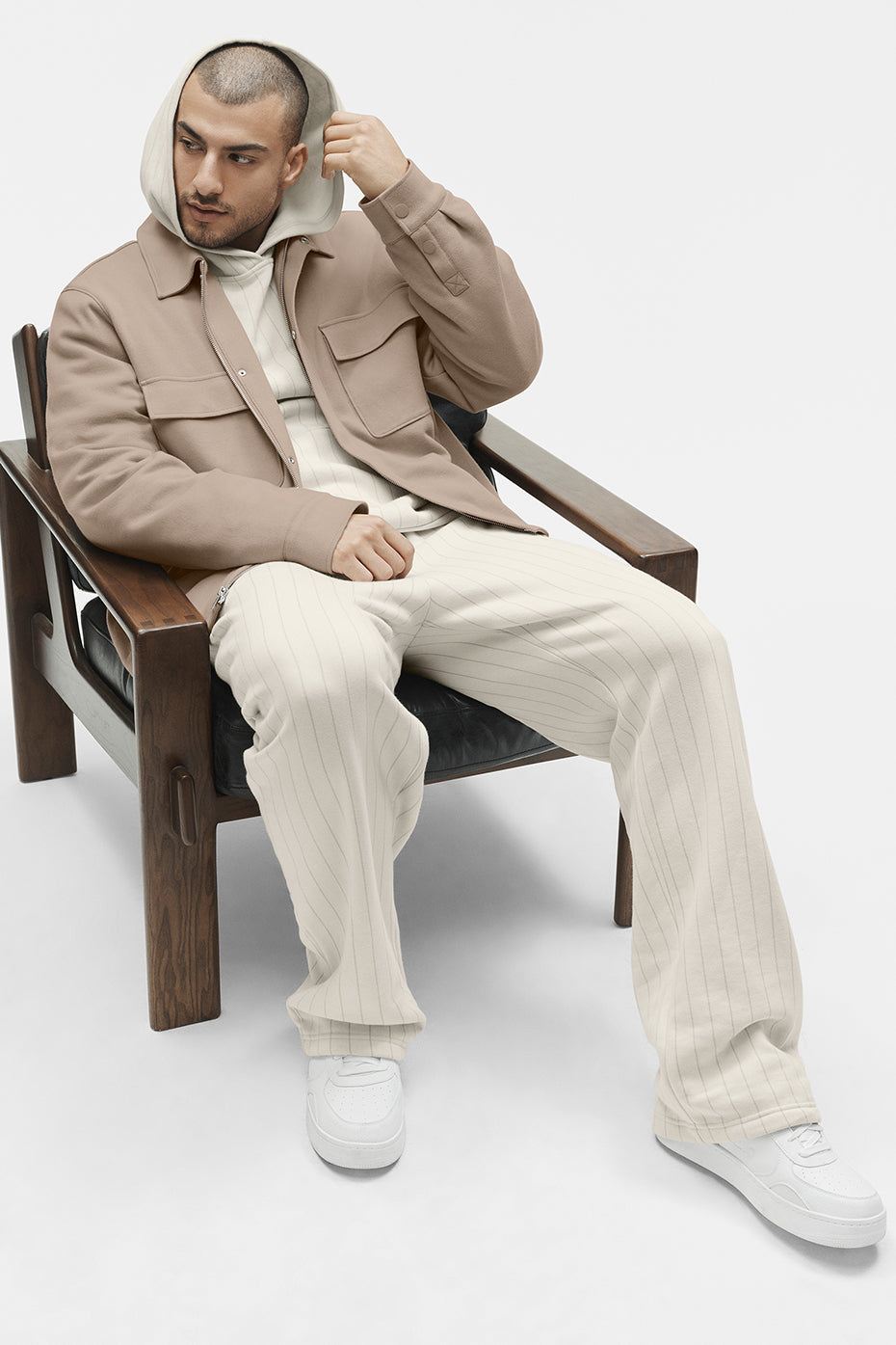 Pinstripe Straight Leg Sweatpant - Bone Pinstripe image 5