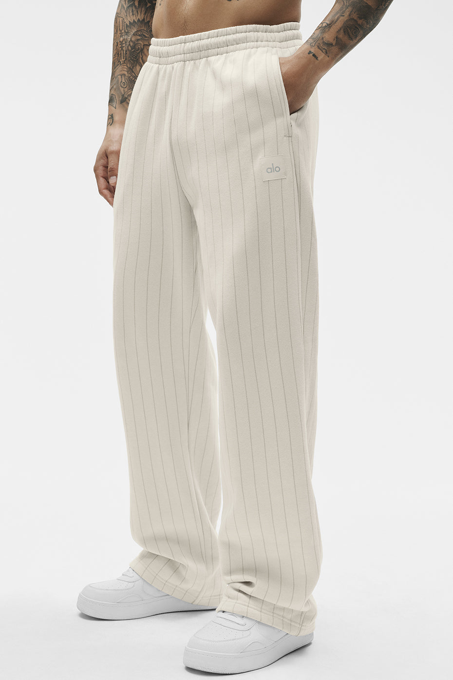 Pinstripe Straight Leg Sweatpant - Bone Pinstripe image 3