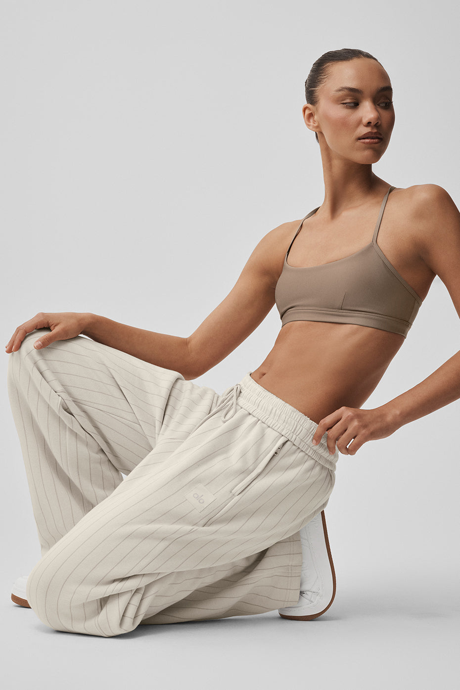 Pinstripe Straight Leg Sweatpant - Bone Pinstripe image 4
