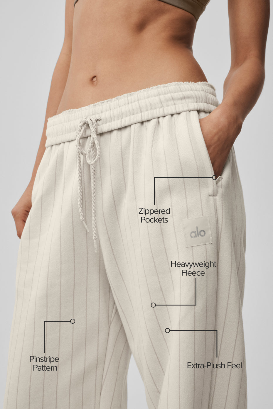 Pinstripe Straight Leg Sweatpant - Bone Pinstripe image 2