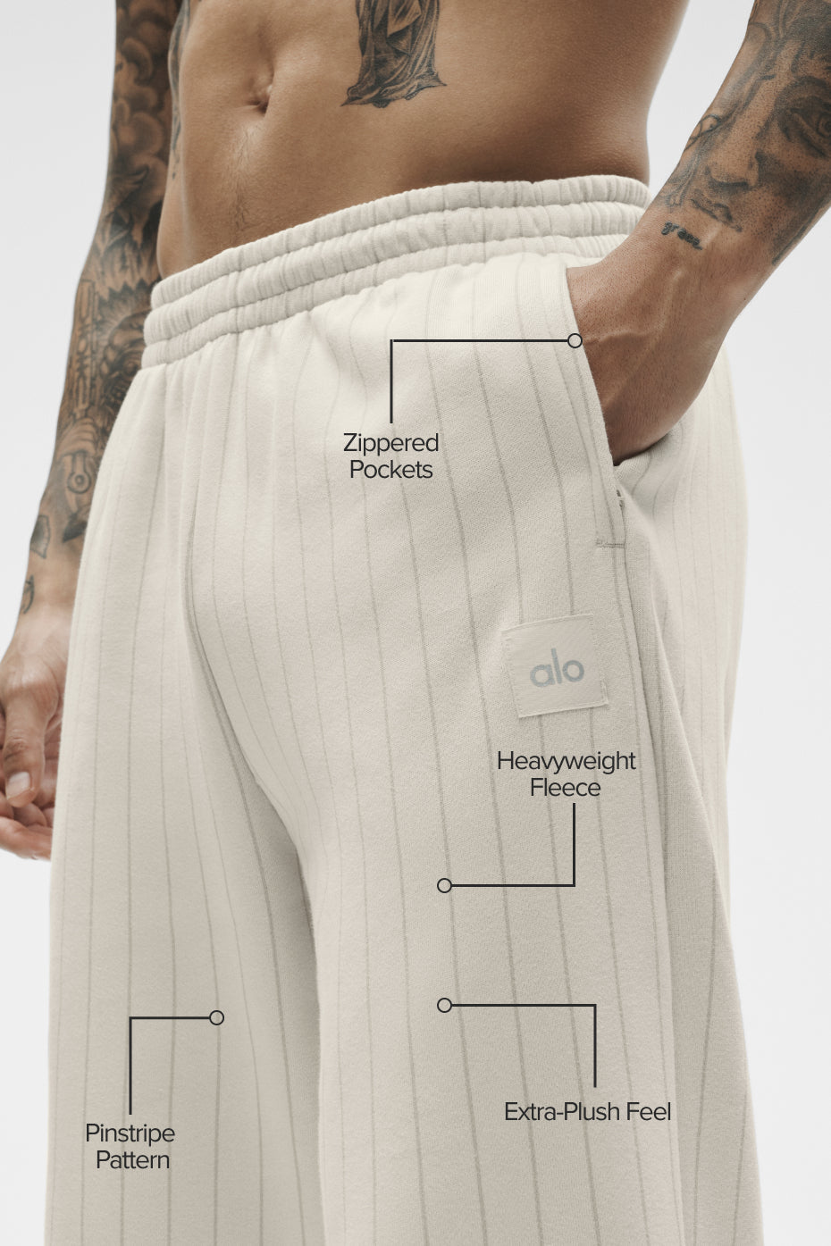 Pinstripe Straight Leg Sweatpant - Bone Pinstripe image 2