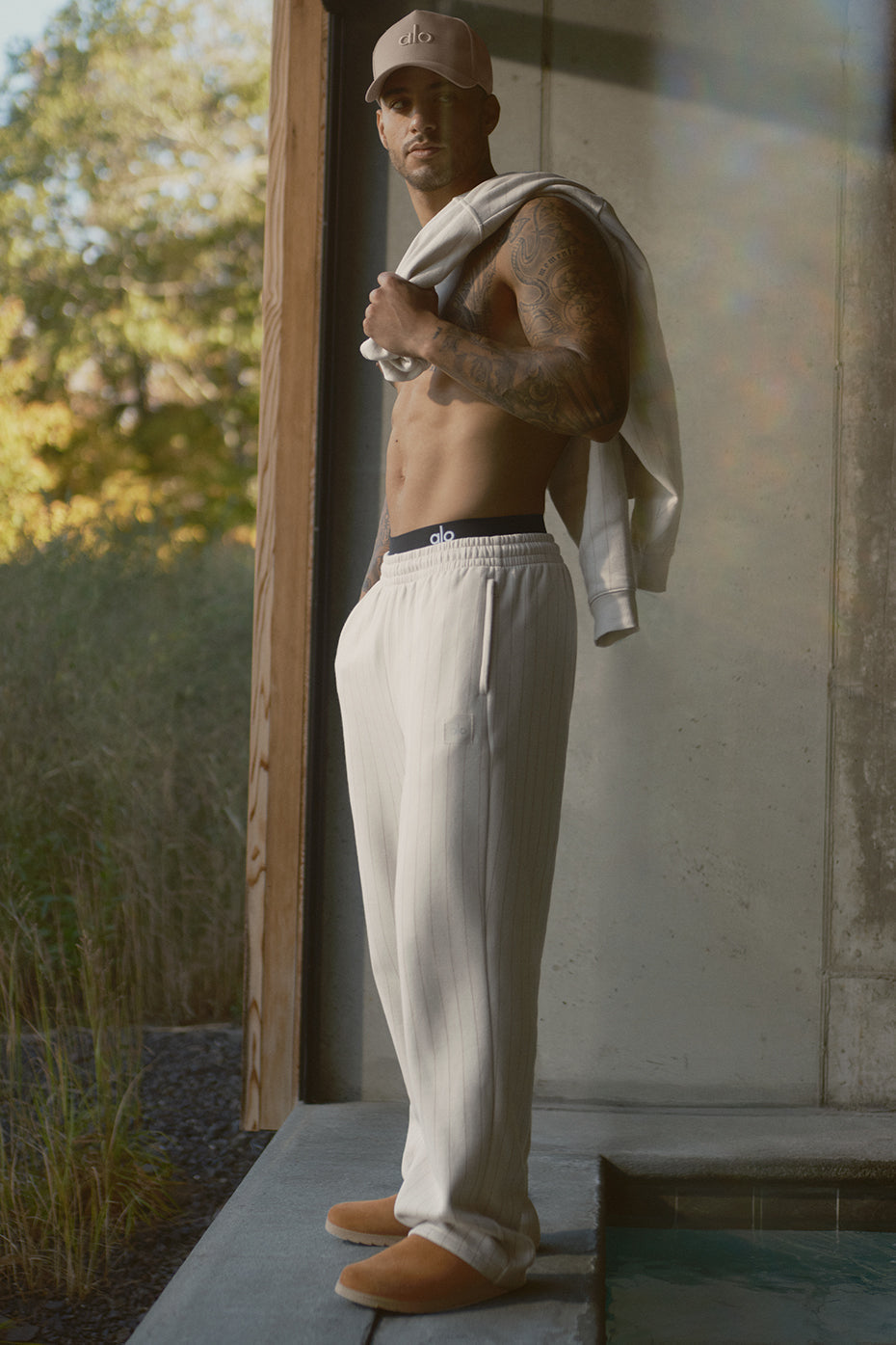 Pinstripe Straight Leg Sweatpant - Bone Pinstripe image 1