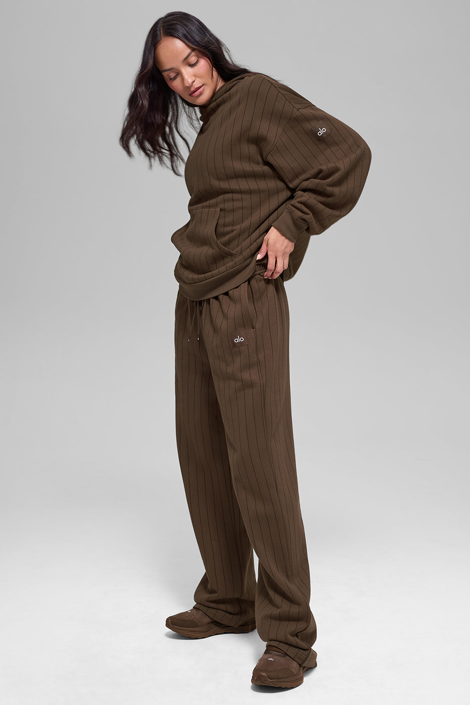 Pinstripe Straight Leg Sweatpant - Espresso Pinstripe image 5