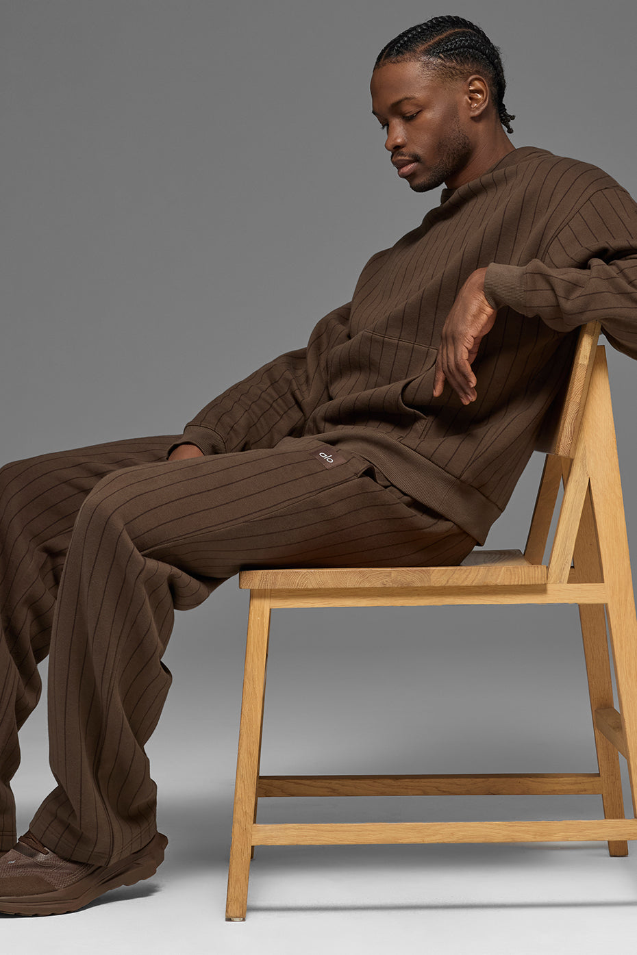 Pinstripe Straight Leg Sweatpant - Espresso Pinstripe image 5