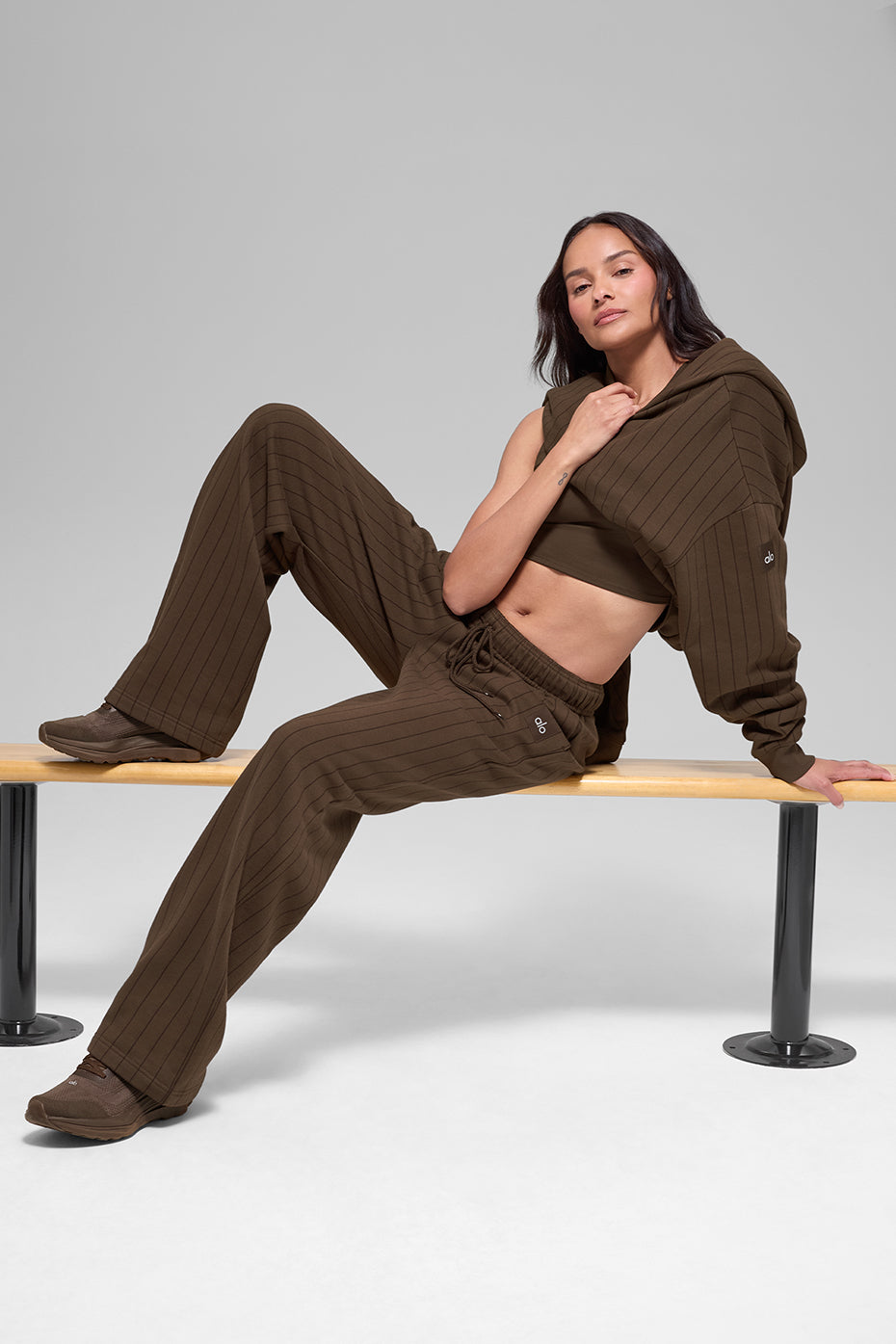 Pinstripe Straight Leg Sweatpant - Espresso Pinstripe image 4