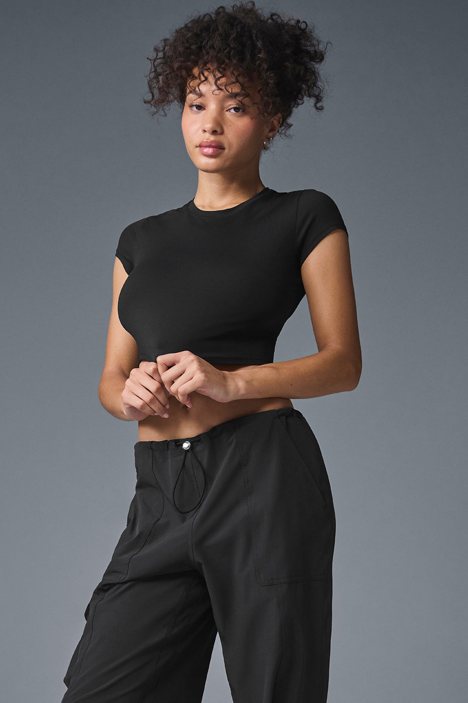 Alosoft Crop Finesse Short Sleeve - Black image 4