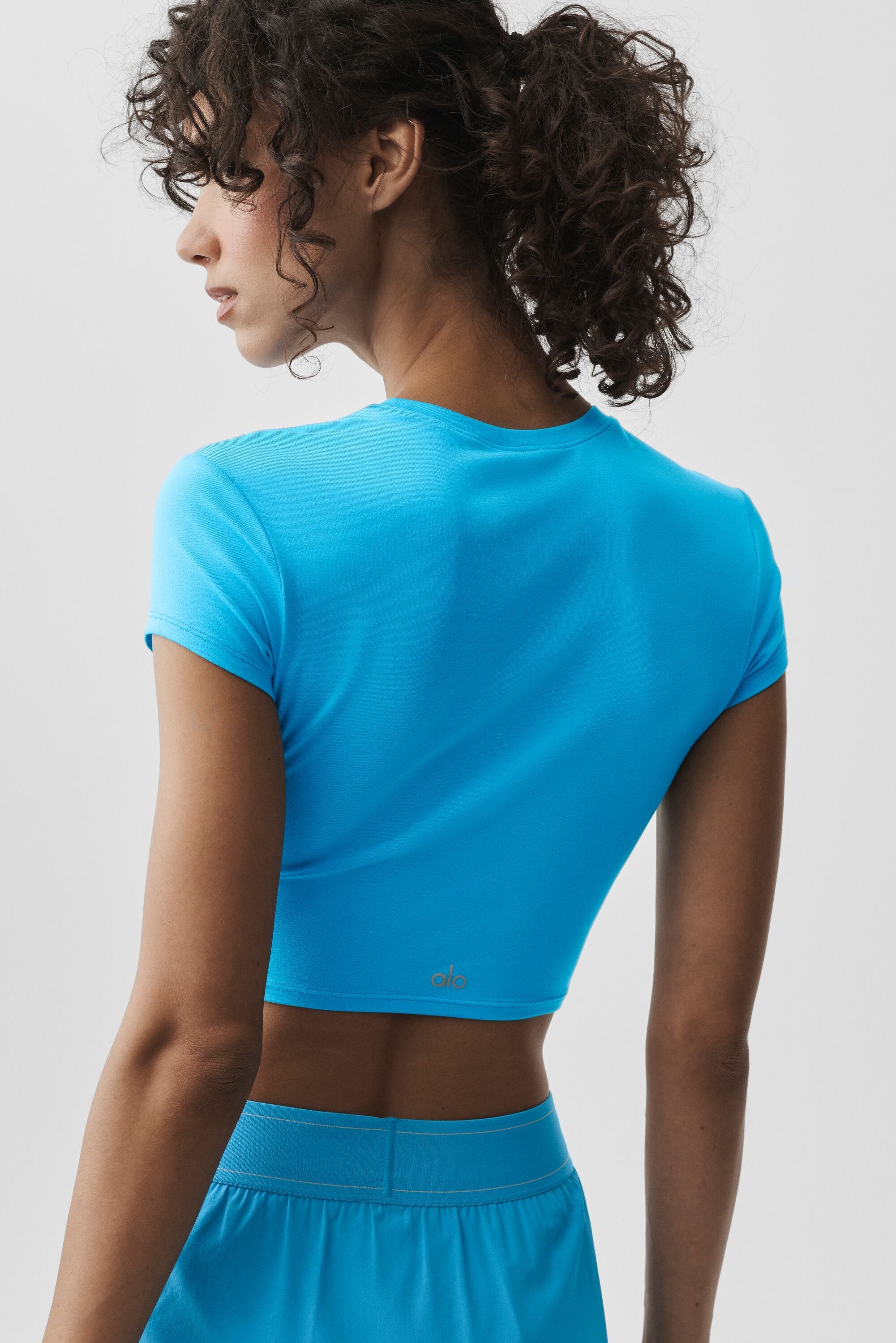 Alosoft Crop Finesse Short Sleeve - Azure Blue image 2