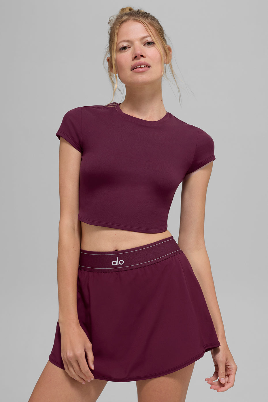 Alosoft Crop Finesse Short Sleeve - Burgundy image 1