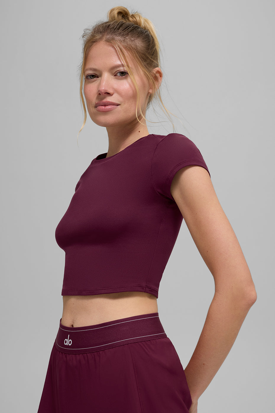 Alosoft Crop Finesse Short Sleeve - Burgundy image 4