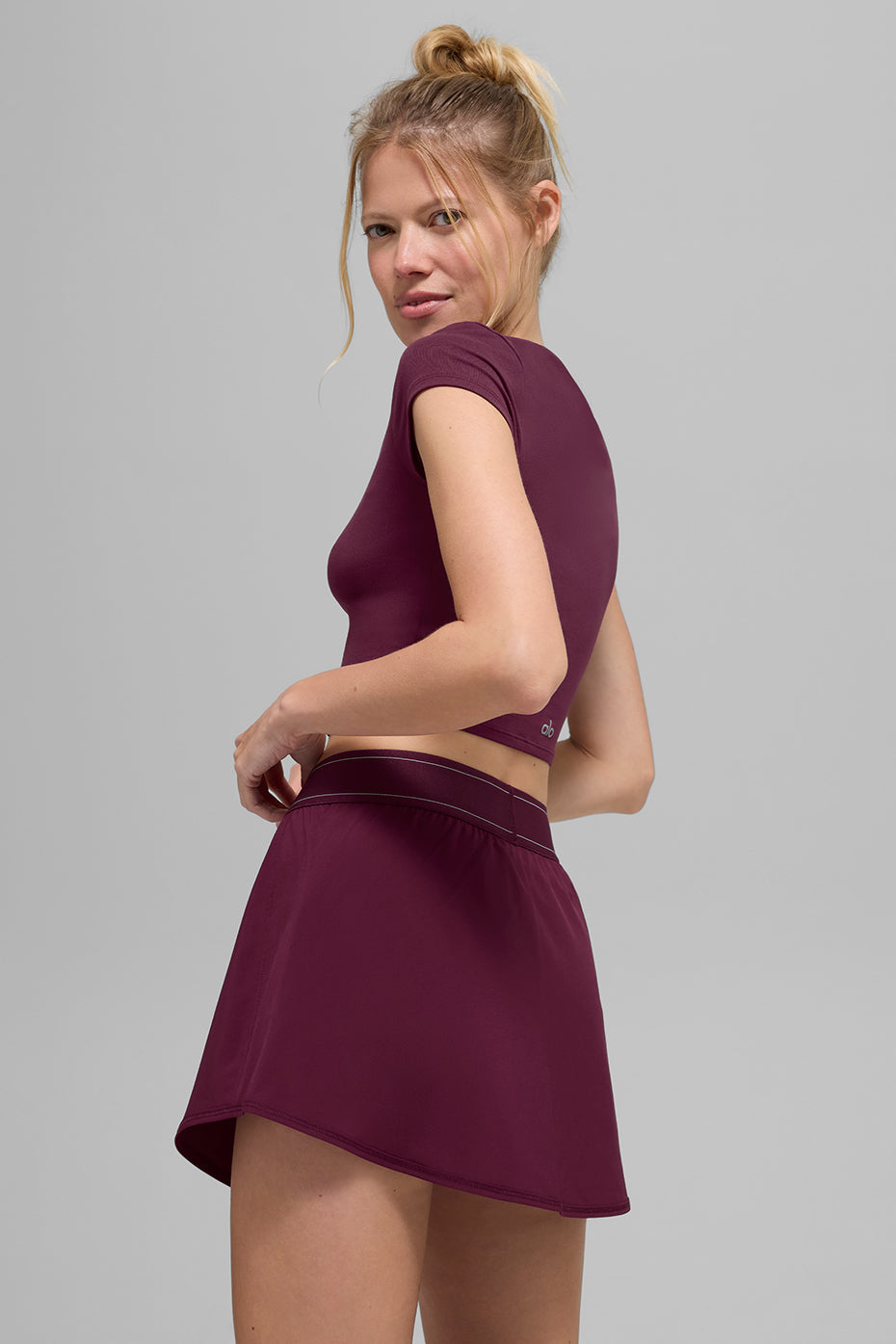 Alosoft Crop Finesse Short Sleeve - Burgundy image 2