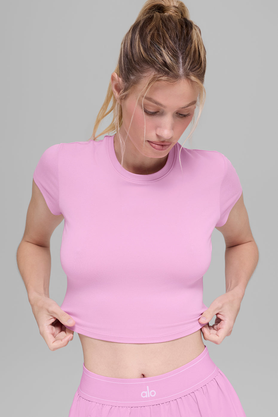 Alosoft Crop Finesse Short Sleeve - Candy Heart Pink image 3