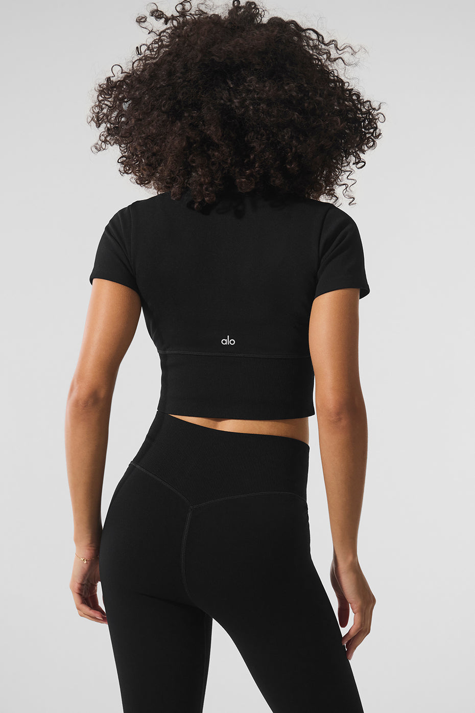 Seamless Winter Warm Plush Cropped Short Sleeve - Black image 3