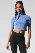 Ribbed Mesh Secret Short Sleeve - Crystal Clear Blue image 1