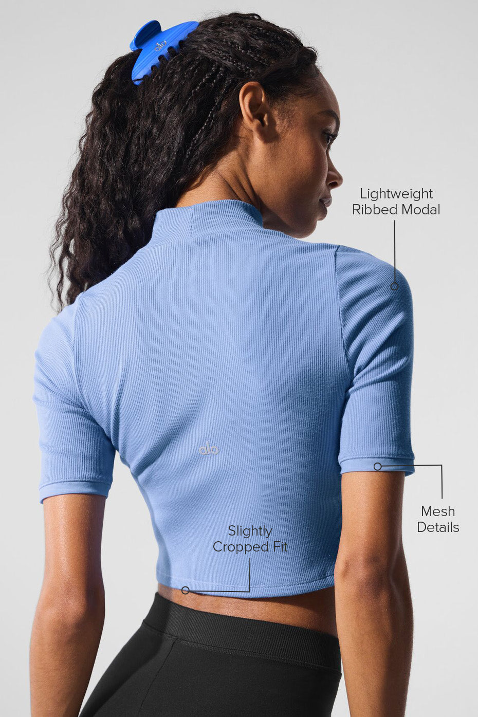 Ribbed Mesh Secret Short Sleeve - Crystal Clear Blue image 2
