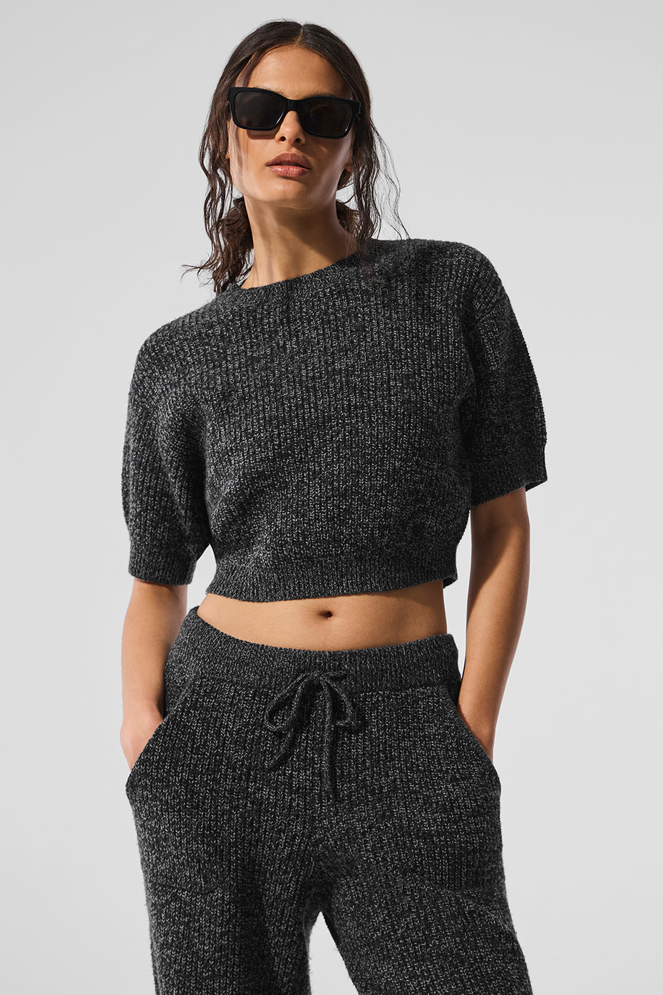 Marl Sweater Short Sleeve - Black Marl image 1