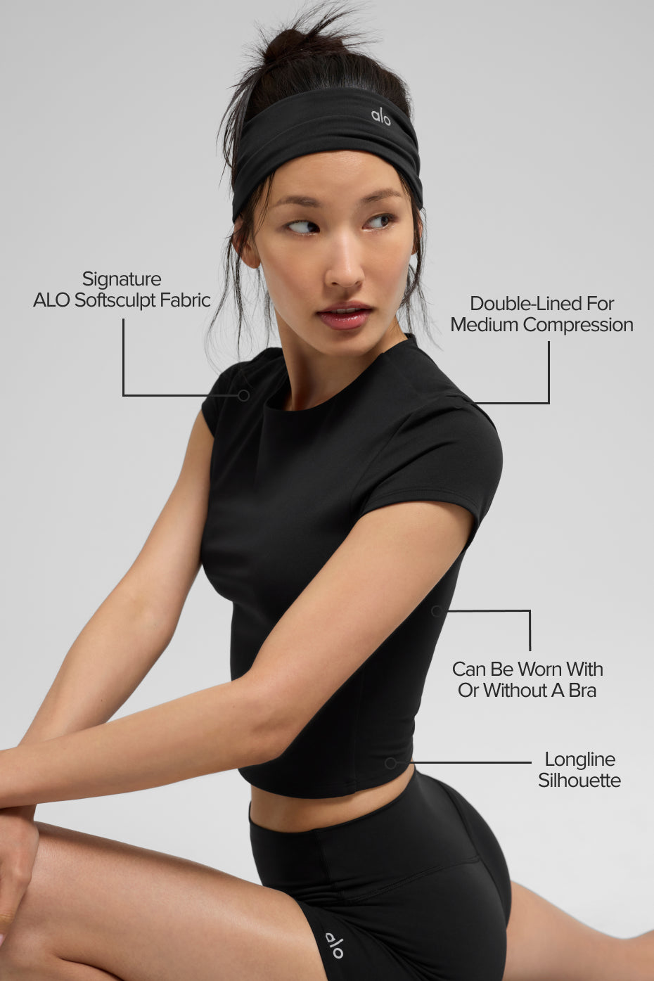 ALO Softsculpt Precision Short Sleeve Top - Black image 2