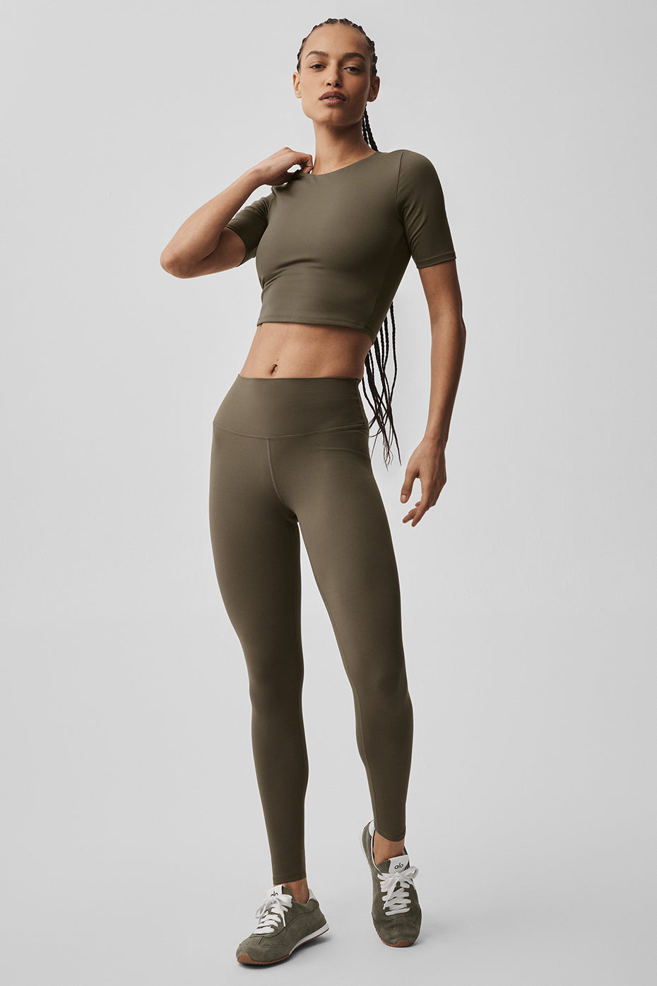 ALO Softsculpt Precision Half Sleeve Tee - Olive Tree image 5