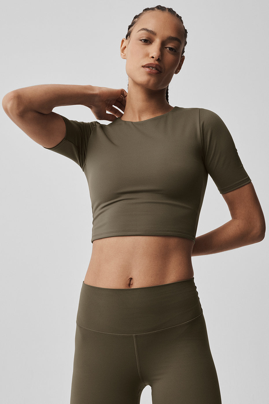 ALO Softsculpt Precision Half Sleeve Tee - Olive Tree image 3