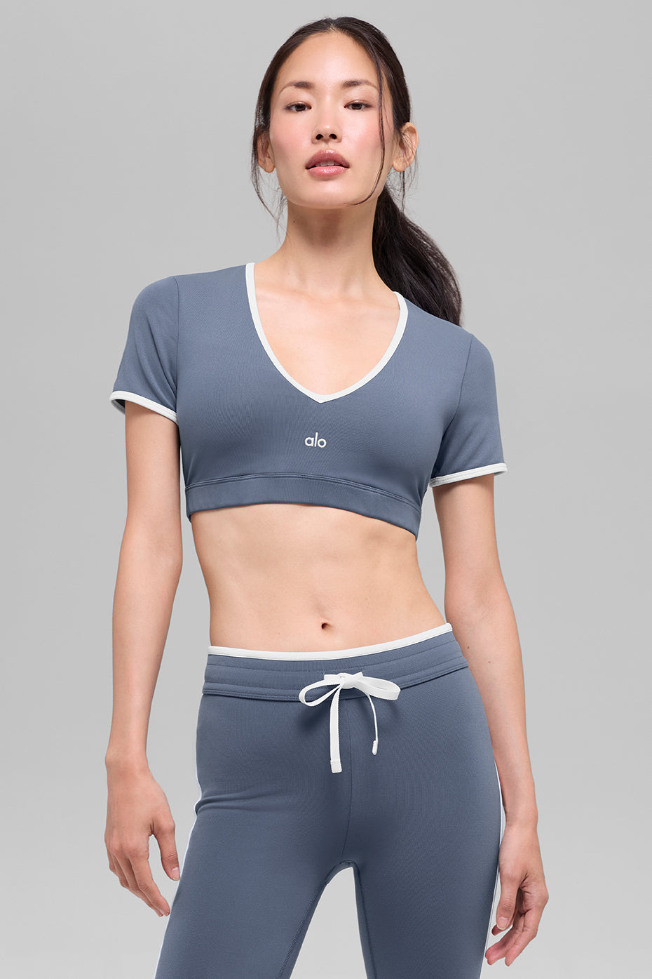 Airbrush Race Pace Short Sleeve - Bluestone/White image 1